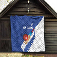 New Zealand Cricket Quilt Kiwi Birds Haka Dance Blue Fern Sporty Style