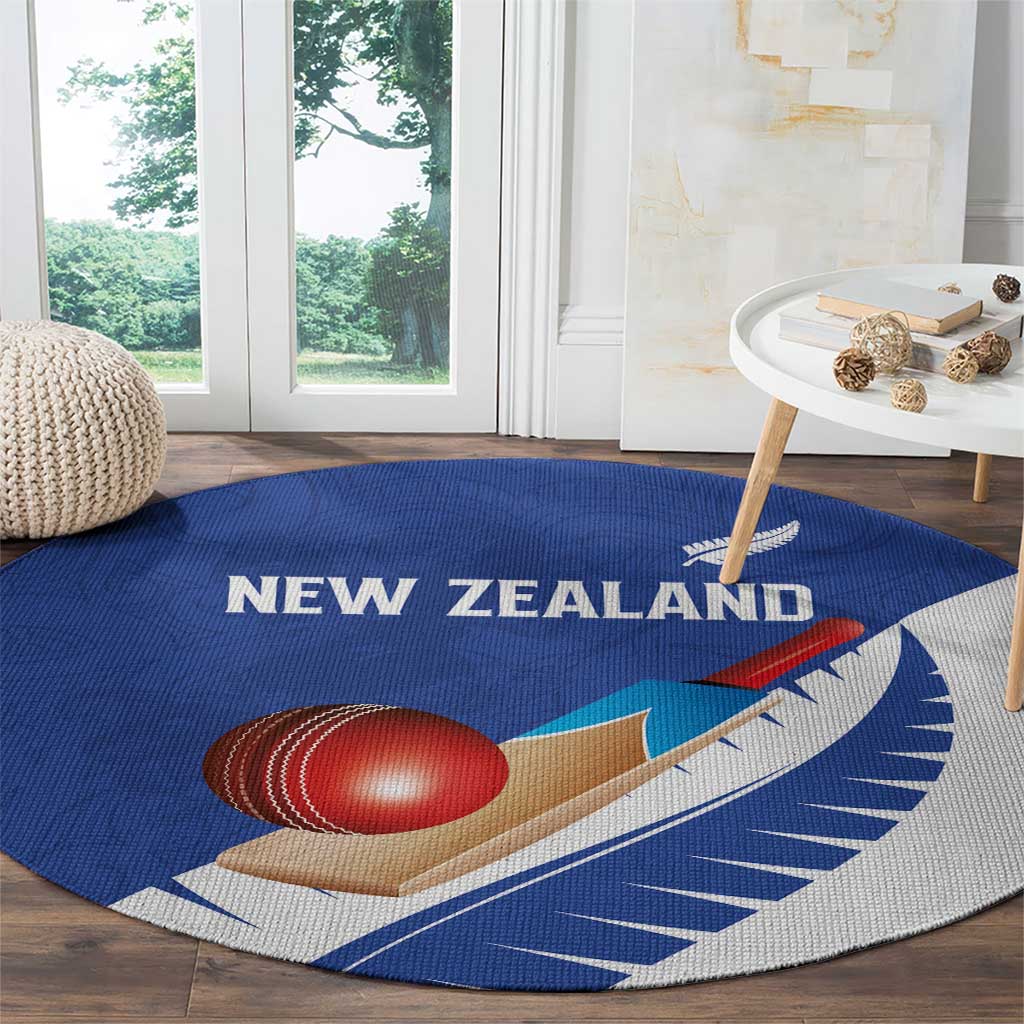 New Zealand Cricket Round Carpet Kiwi Birds Haka Dance Blue Fern Sporty Style