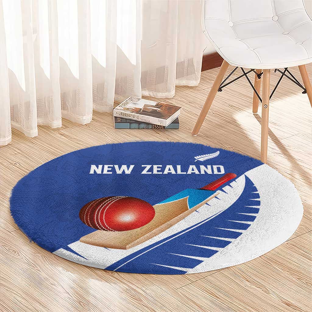 New Zealand Cricket Round Carpet Kiwi Birds Haka Dance Blue Fern Sporty Style