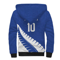 Custom New Zealand Cricket Sherpa Hoodie Kiwi Birds Haka Dance Blue Fern Sporty Style