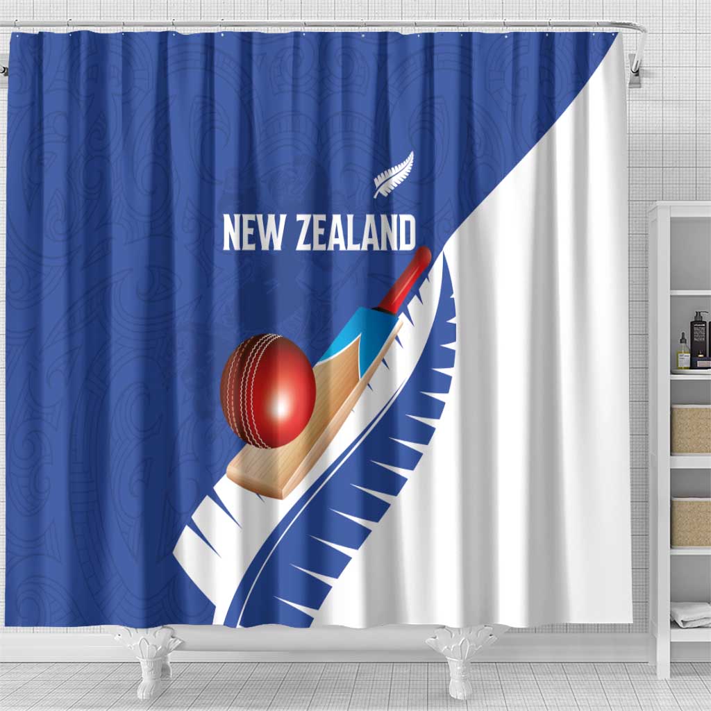 New Zealand Cricket Shower Curtain Kiwi Birds Haka Dance Blue Fern Sporty Style