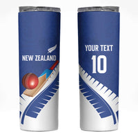 Custom New Zealand Cricket Skinny Tumbler Kiwi Birds Haka Dance Blue Fern Sporty Style