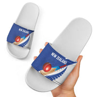 New Zealand Cricket Slide Sandals Kiwi Birds Haka Dance Blue Fern Sporty Style