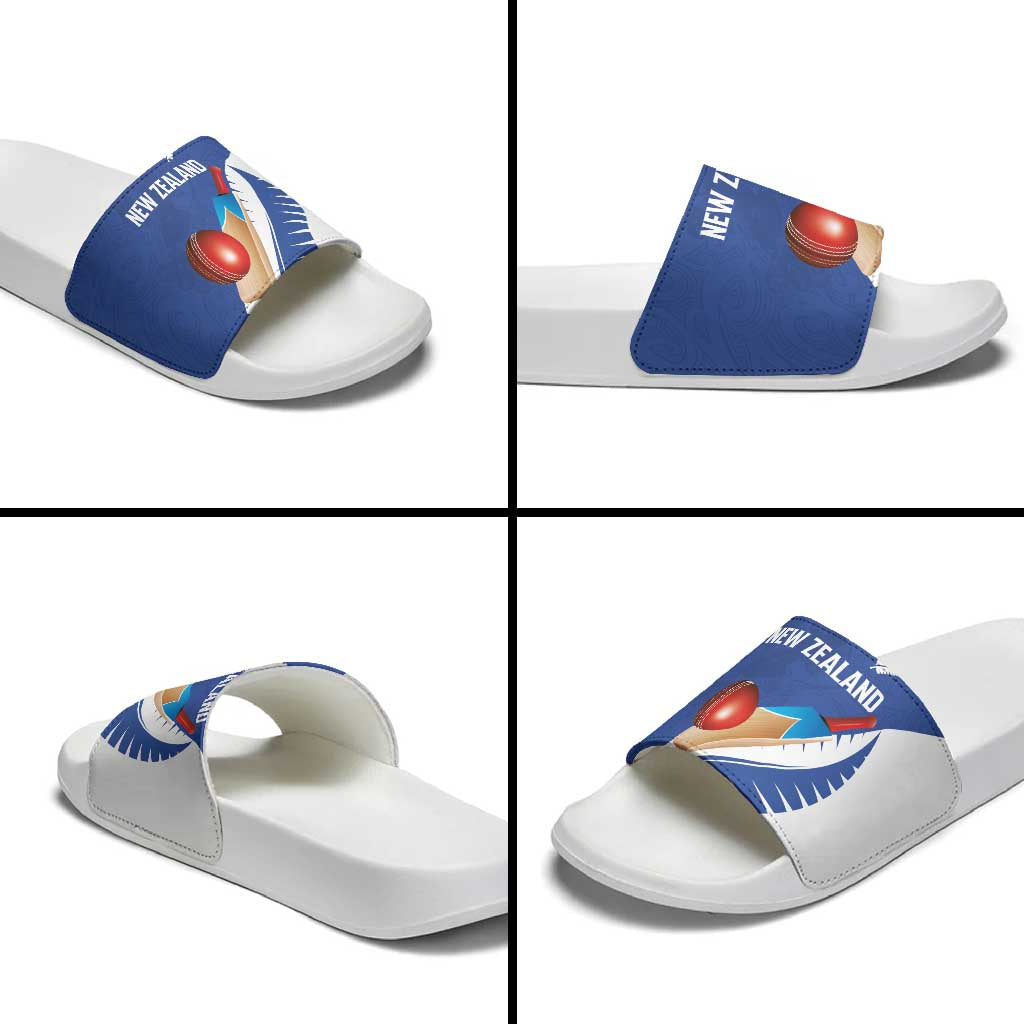 New Zealand Cricket Slide Sandals Kiwi Birds Haka Dance Blue Fern Sporty Style