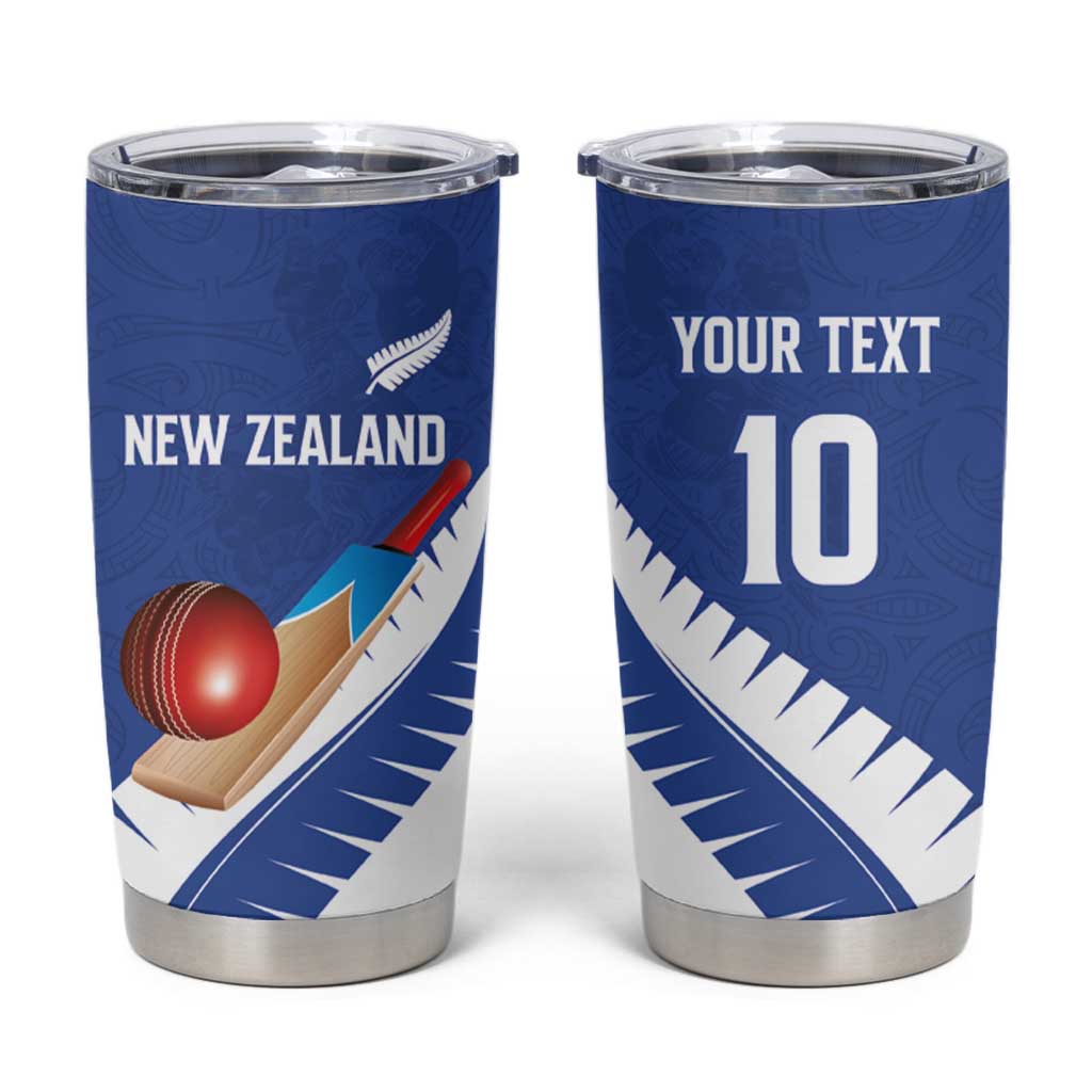 Custom New Zealand Cricket Tumbler Cup Kiwi Birds Haka Dance Blue Fern Sporty Style LT03 Blue - Polynesian Pride