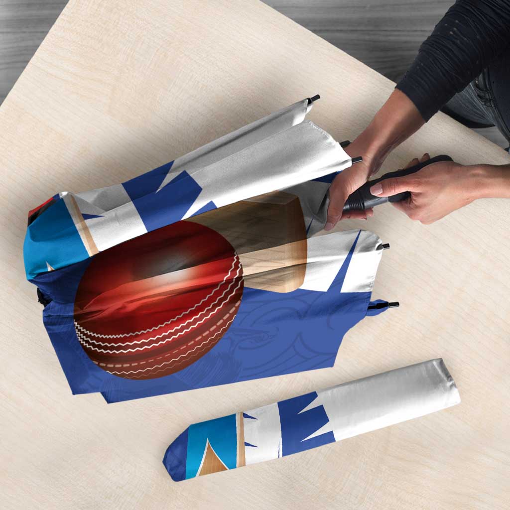 New Zealand Cricket Umbrella Kiwi Birds Haka Dance Blue Fern Sporty Style