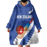 Custom New Zealand Cricket Wearable Blanket Hoodie Kiwi Birds Haka Dance Blue Fern Sporty Style