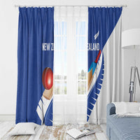 New Zealand Cricket Window Curtain Kiwi Birds Haka Dance Blue Fern Sporty Style
