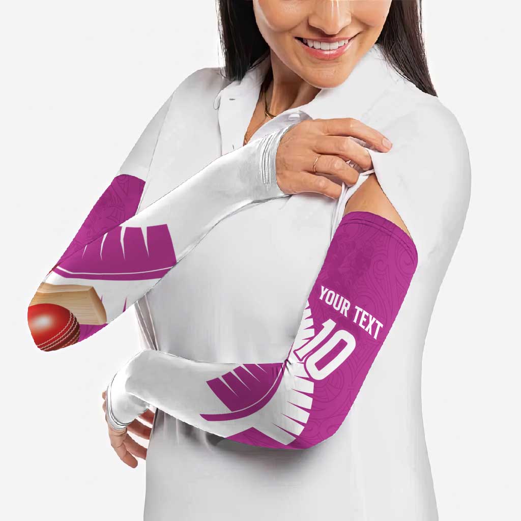 Custom New Zealand Cricket Arm Sleeves Kiwi Birds Haka Dance Pink Fern Sporty Style