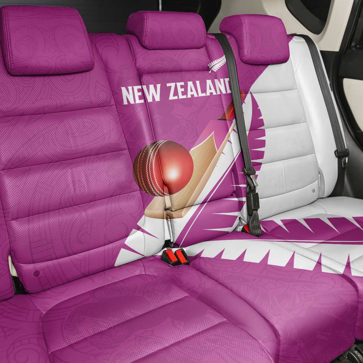 New Zealand Cricket Back Car Seat Cover Kiwi Birds Haka Dance Pink Fern Sporty Style