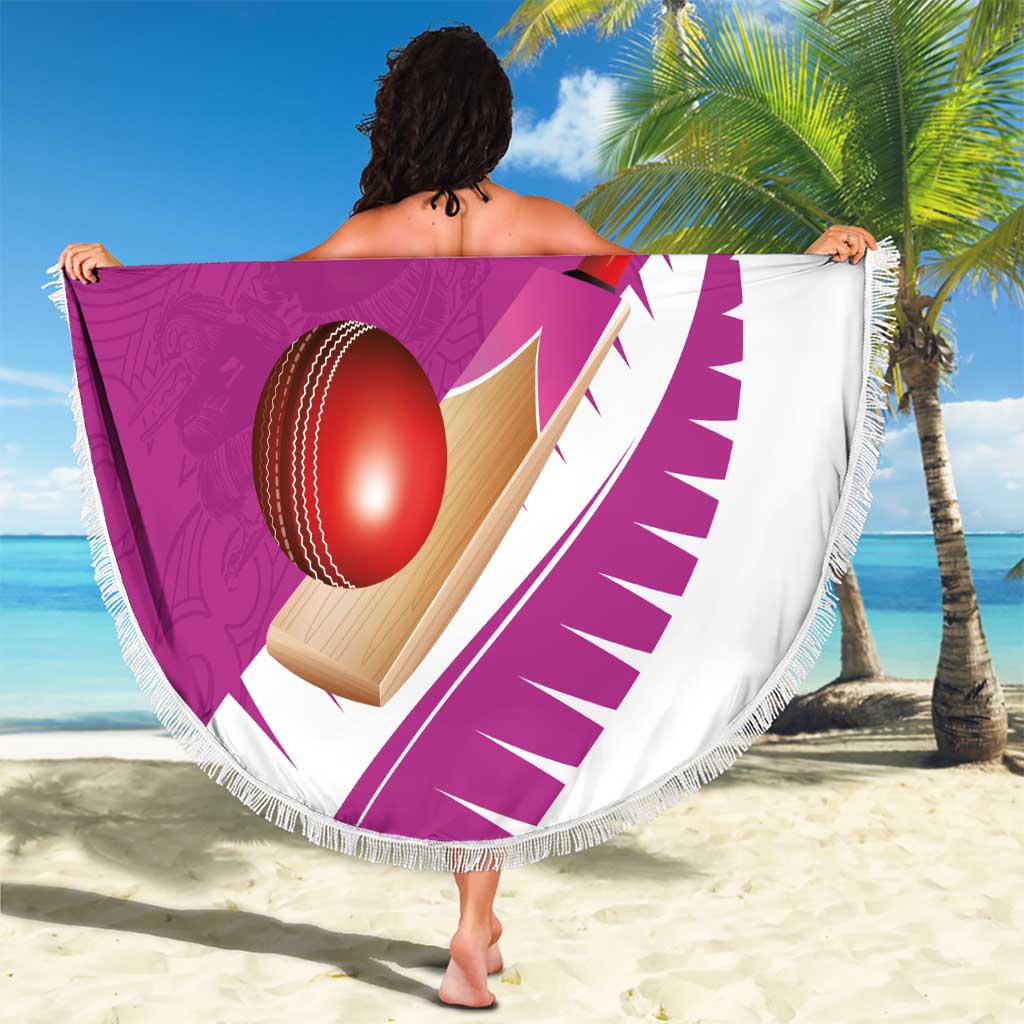 New Zealand Cricket Beach Blanket Kiwi Birds Haka Dance Pink Fern Sporty Style