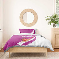 New Zealand Cricket Bedding Set Kiwi Birds Haka Dance Pink Fern Sporty Style