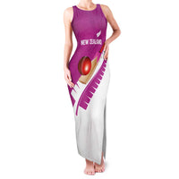 Custom New Zealand Cricket Family Matching Tank Maxi Dress and Hawaiian Shirt Kiwi Birds Haka Dance Pink Fern Sporty Style LT03 Mom's Dress Pink - Polynesian Pride