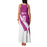 Custom New Zealand Cricket Family Matching Tank Maxi Dress and Hawaiian Shirt Kiwi Birds Haka Dance Pink Fern Sporty Style LT03 - Polynesian Pride