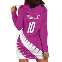 Custom New Zealand Cricket Hoodie Dress Kiwi Birds Haka Dance Pink Fern Sporty Style
