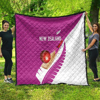New Zealand Cricket Quilt Kiwi Birds Haka Dance Pink Fern Sporty Style