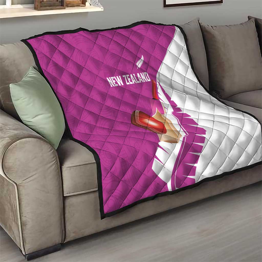 New Zealand Cricket Quilt Kiwi Birds Haka Dance Pink Fern Sporty Style