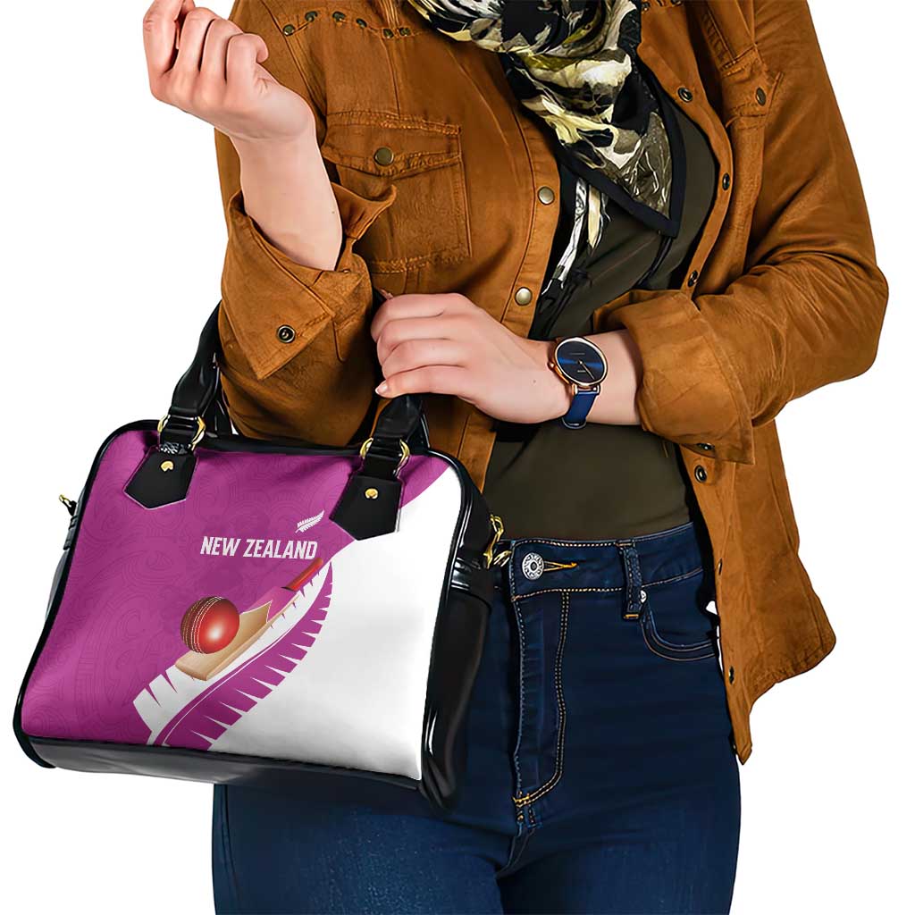New Zealand Cricket Shoulder Handbag Kiwi Birds Haka Dance Pink Fern Sporty Style