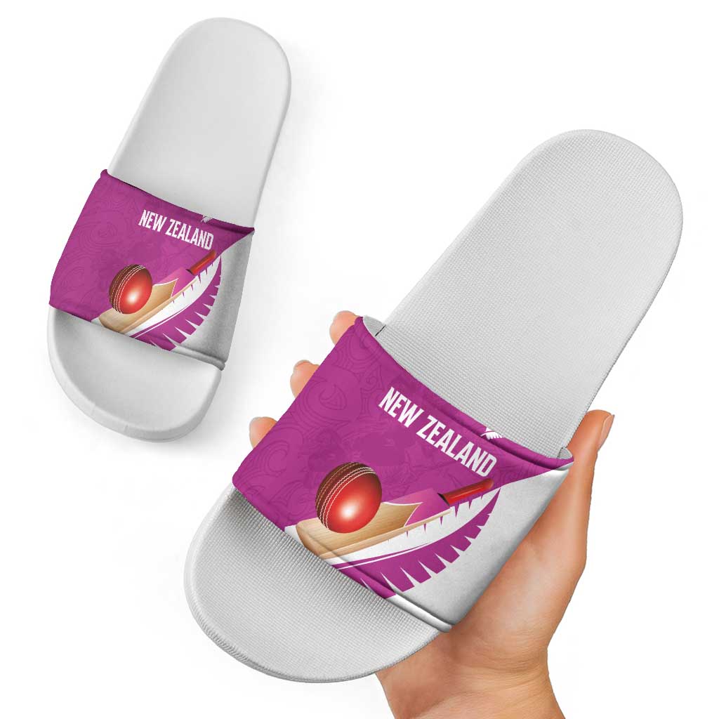 New Zealand Cricket Slide Sandals Kiwi Birds Haka Dance Pink Fern Sporty Style