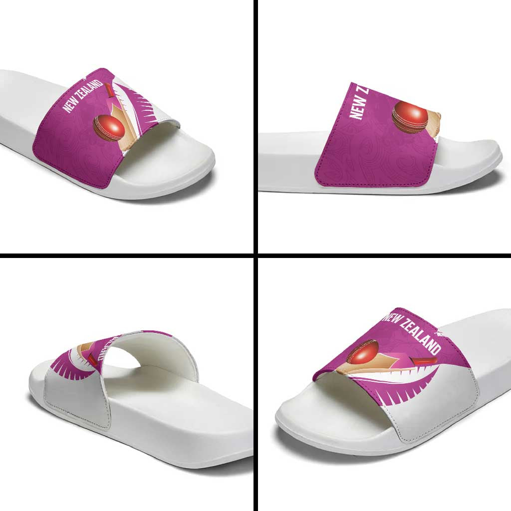 New Zealand Cricket Slide Sandals Kiwi Birds Haka Dance Pink Fern Sporty Style