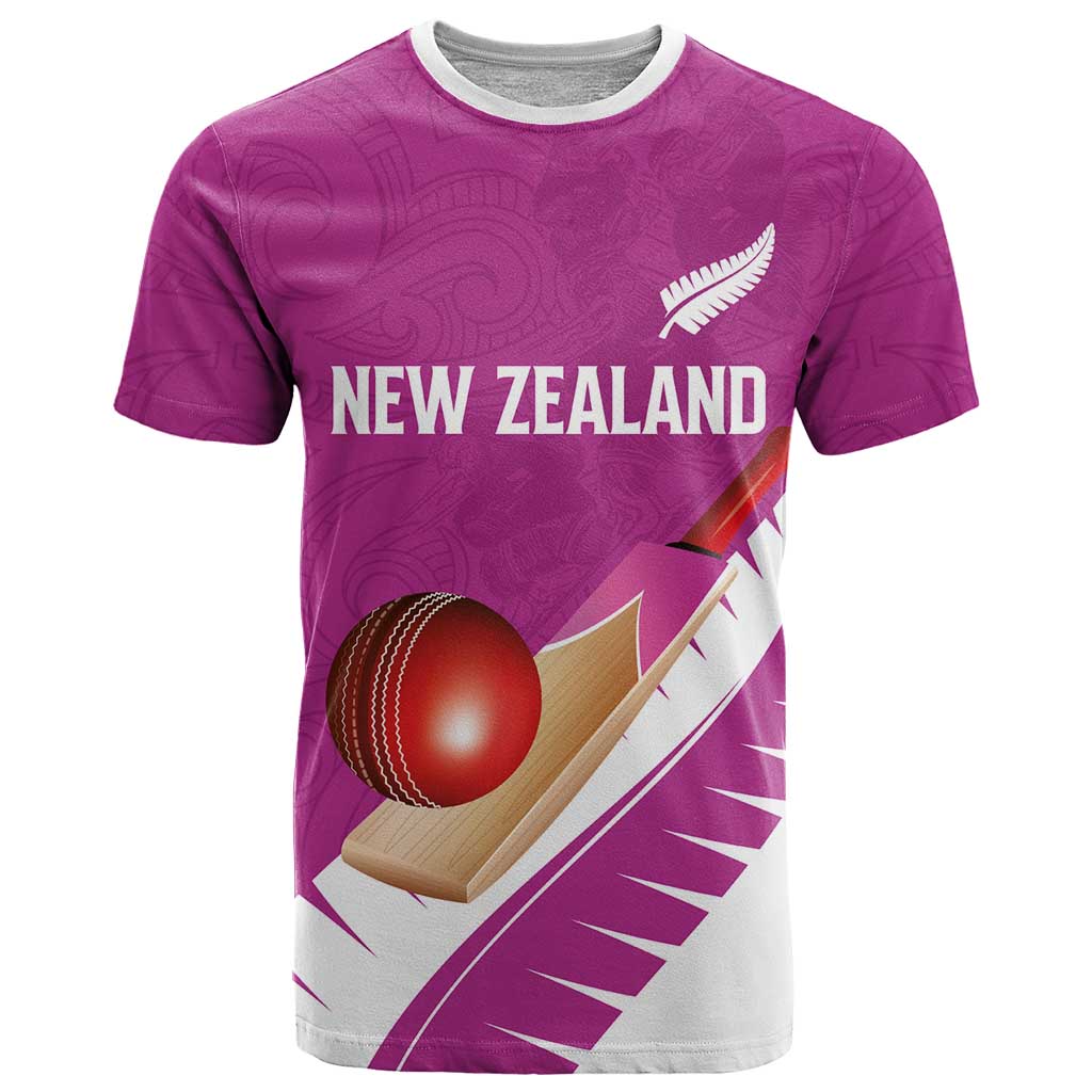 Custom New Zealand Cricket T Shirt Kiwi Birds Haka Dance Pink Fern Sporty Style