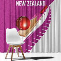 New Zealand Cricket Window Curtain Kiwi Birds Haka Dance Pink Fern Sporty Style