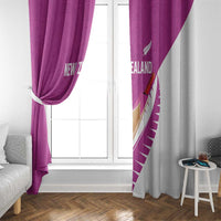New Zealand Cricket Window Curtain Kiwi Birds Haka Dance Pink Fern Sporty Style