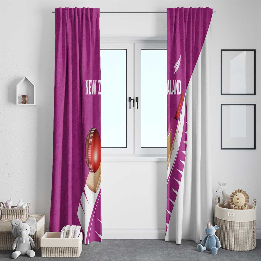 New Zealand Cricket Window Curtain Kiwi Birds Haka Dance Pink Fern Sporty Style