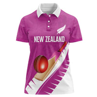Custom New Zealand Cricket Women Polo Shirt Kiwi Birds Haka Dance Pink Fern Sporty Style LT03 Female Pink - Polynesian Pride
