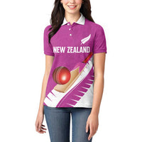 Custom New Zealand Cricket Women Polo Shirt Kiwi Birds Haka Dance Pink Fern Sporty Style LT03 - Polynesian Pride