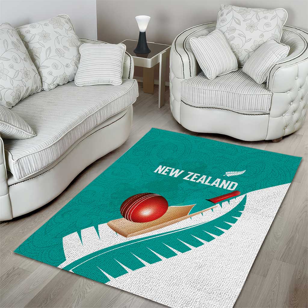 New Zealand Cricket Area Rug Kiwi Birds Haka Dance Turquoise Fern Sporty Style