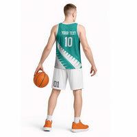 Custom New Zealand Cricket Basketball Jersey Kiwi Birds Haka Dance Turquoise Fern Sporty Style