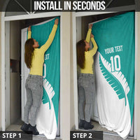 Custom New Zealand Cricket Door Cover Kiwi Birds Haka Dance Turquoise Fern Sporty Style