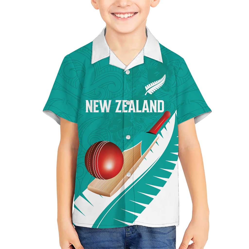 Custom New Zealand Cricket Family Matching Mermaid Dress and Hawaiian Shirt Kiwi Birds Haka Dance Turquoise Fern Sporty Style