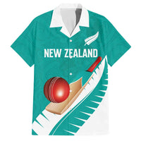 Custom New Zealand Cricket Family Matching Puletasi and Hawaiian Shirt Kiwi Birds Haka Dance Turquoise Fern Sporty Style
