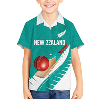 Custom New Zealand Cricket Family Matching Tank Maxi Dress and Hawaiian Shirt Kiwi Birds Haka Dance Turquoise Fern Sporty Style
