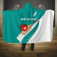 New Zealand Cricket Hooded Blanket Kiwi Birds Haka Dance Turquoise Fern Sporty Style