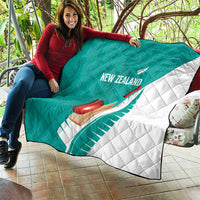 New Zealand Cricket Quilt Kiwi Birds Haka Dance Turquoise Fern Sporty Style