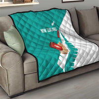 New Zealand Cricket Quilt Kiwi Birds Haka Dance Turquoise Fern Sporty Style