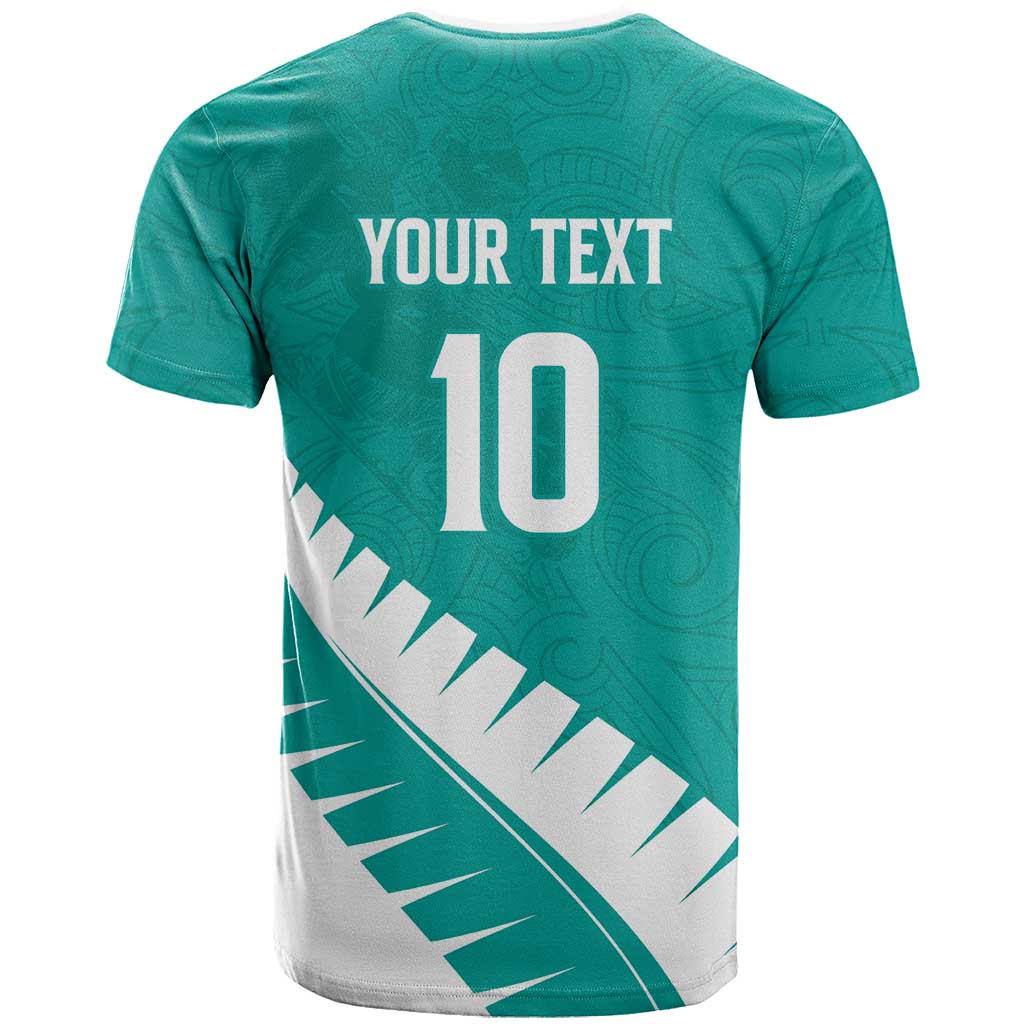 Custom New Zealand Cricket T Shirt Kiwi Birds Haka Dance Turquoise Fern Sporty Style