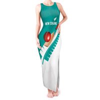Custom New Zealand Cricket Tank Maxi Dress Kiwi Birds Haka Dance Turquoise Fern Sporty Style