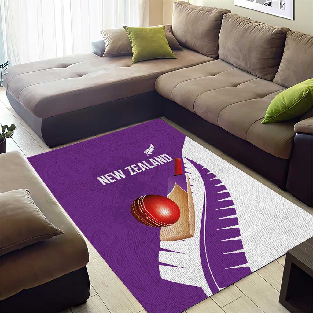 New Zealand Cricket Area Rug Kiwi Birds Haka Dance Purple Fern Sporty Style LT03 - Polynesian Pride