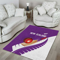 New Zealand Cricket Area Rug Kiwi Birds Haka Dance Purple Fern Sporty Style LT03 - Polynesian Pride