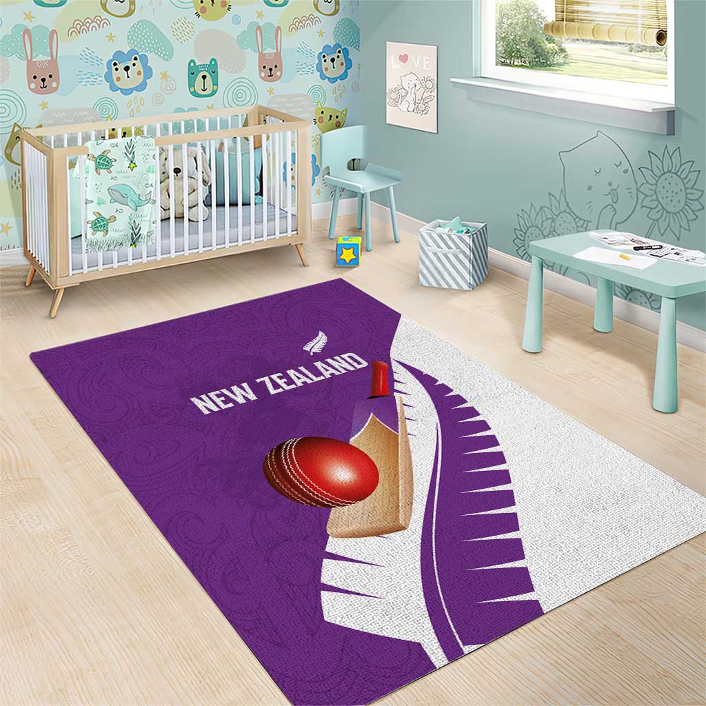 New Zealand Cricket Area Rug Kiwi Birds Haka Dance Purple Fern Sporty Style LT03 - Polynesian Pride