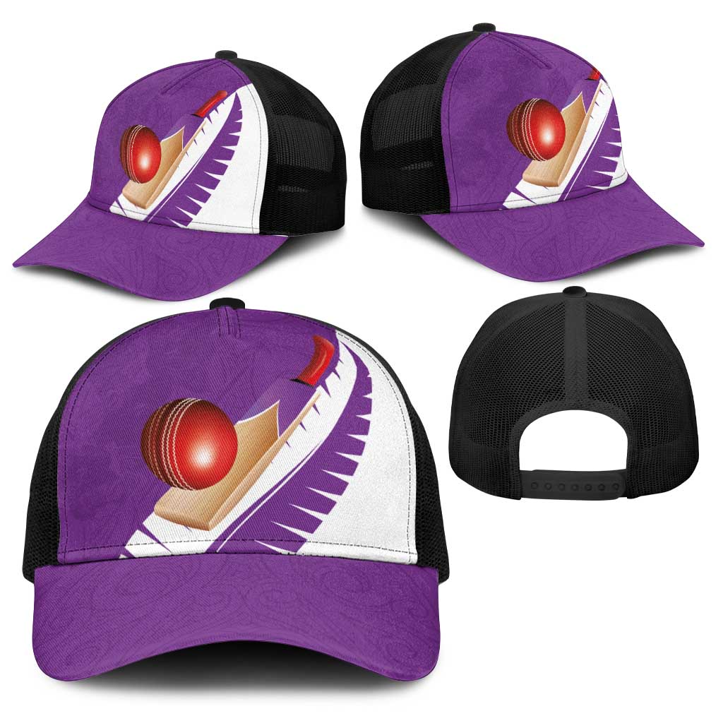 New Zealand Cricket Baseball Net Cap Kiwi Birds Haka Dance Purple Fern Sporty Style