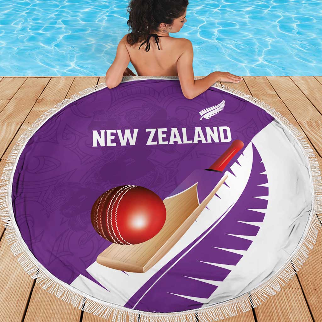 New Zealand Cricket Beach Blanket Kiwi Birds Haka Dance Purple Fern Sporty Style