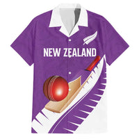 Custom New Zealand Cricket Family Matching Off Shoulder Short Dress and Hawaiian Shirt Kiwi Birds Haka Dance Purple Fern Sporty Style LT03 Dad's Shirt - Short Sleeve Purple - Polynesian Pride