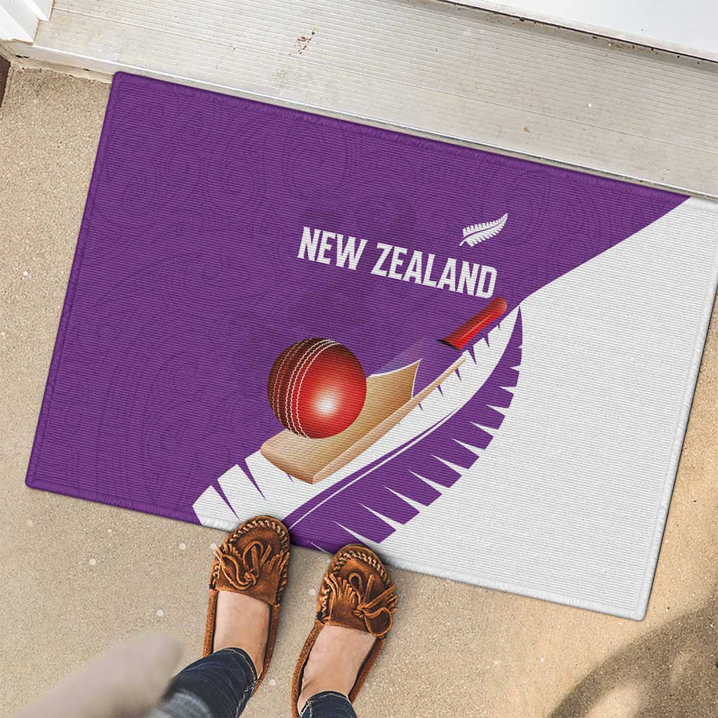New Zealand Cricket Rubber Doormat Kiwi Birds Haka Dance Purple Fern Sporty Style