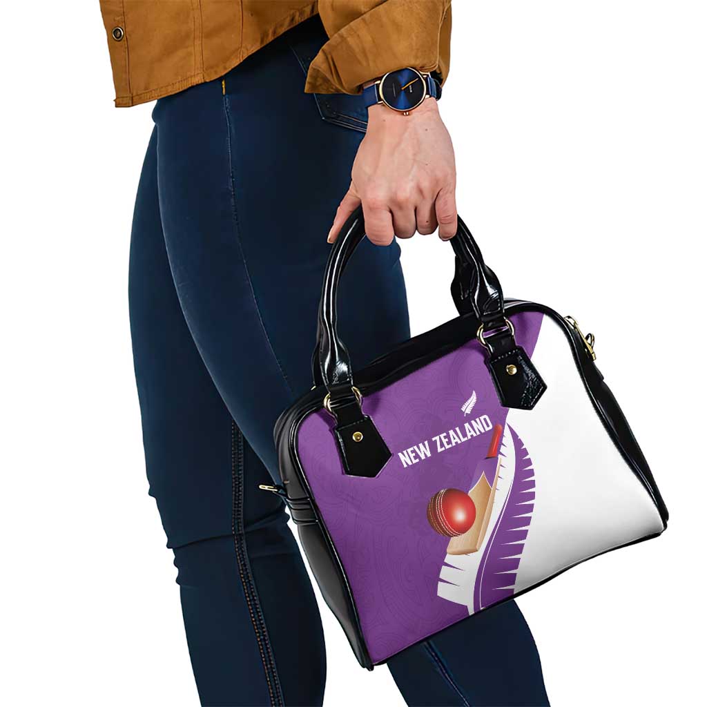 New Zealand Cricket Shoulder Handbag Kiwi Birds Haka Dance Purple Fern Sporty Style