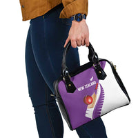 New Zealand Cricket Shoulder Handbag Kiwi Birds Haka Dance Purple Fern Sporty Style